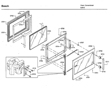 Door 2 Diagram and Parts List for HBLP651LUC 03 Bosch Wall Oven