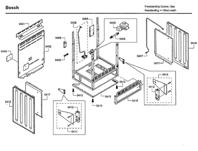 Cabinet Diagram and Parts List for HGS7132UC 06 Bosch Range