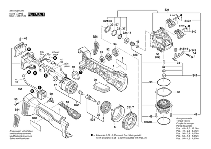 Diagram 1 Diagram and Parts List for GWX18V-10PC 3 601 GB0 700 Bosch Angle Grinder