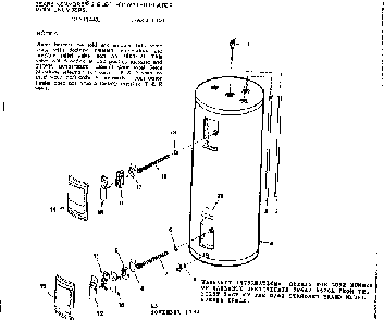 Replacement Parts Diagram and Parts List for 153311440  Kenmore Water Heater