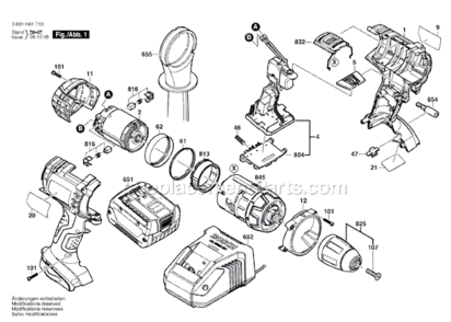 Page A Diagram and Parts List for 37618-01 3601H61S10 Bosch Cordless Drill