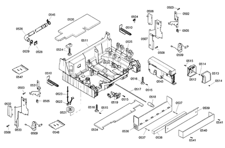 Base Diagram and Parts List for DWHD94EP 53 Thermador Dishwasher