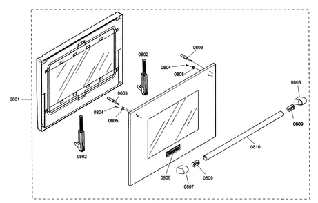 Oven Door Assy Diagram and Parts List for PRG304EH01  Thermador Range