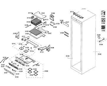 Cabinet Parts Diagram and Parts List for T24IF70NSP 21 Thermador Freezer