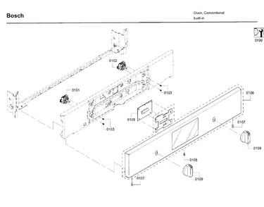 Control Panel Diagram and Parts List for HBL5351UC 03 Bosch Wall Oven