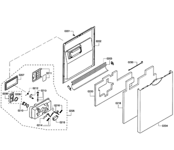 Door Assy Diagram and Parts List for SHE43F16UC 61 Bosch Dishwasher