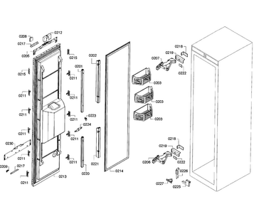 Door Assy Diagram and Parts List for T18ID80NLP 48 Thermador Freezer