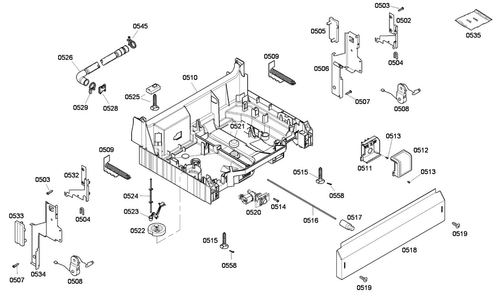 Base Assy Diagram and Parts List for SHE33P06UC 56 Bosch Dishwasher