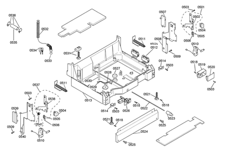 Base Assy Diagram and Parts List for SHU5302UC 14 Bosch Dishwasher