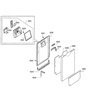 Door Assy Diagram and Parts List for SPE68U55UC 30 Bosch Dishwasher