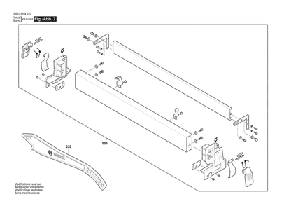 Diagram 7 Diagram and Parts List for GTS15-10 3601M54010 Bosch Table Saw