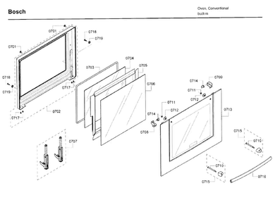 Door 2 Diagram and Parts List for HBL5650UC 09 Bosch Wall Oven