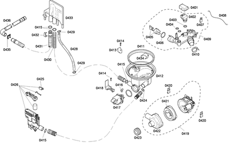 Pump Diagram and Parts List for SHE33P02UC 56 Bosch Dishwasher