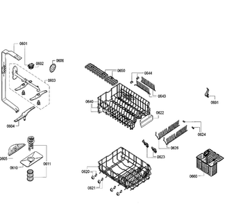 Racks Diagram and Parts List for SPX5ES55UC 28 Bosch Dishwasher