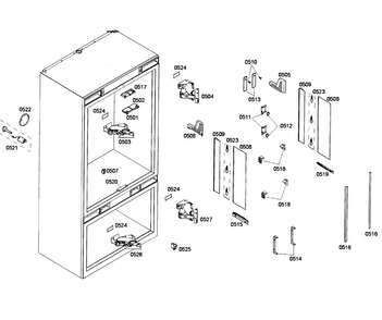Cabinet Diagram and Parts List for T36IT71FN 25 Thermador Refrigerator