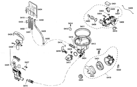 Pump Assy Diagram and Parts List for SHE66C06UC 46 Bosch Dishwasher
