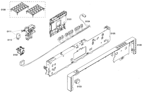 Front Panel Diagram and Parts List for SHX43P16UC 53 Bosch Dishwasher