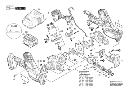 Section 1 Diagram and Parts List for GSA18-083N 3601FA5011 Bosch Reciprocating Saw