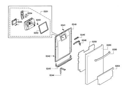 Door Diagram and Parts List for SPX68U55UC 23 Bosch Dishwasher