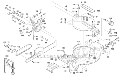 Page B Diagram and Parts List for 3918 0601663439 Bosch Miter Saw