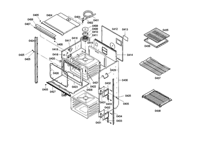 Frame Diagram and Parts List for HBL752AUC 02 Bosch Wall Oven