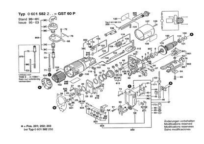 Section 1 Diagram and Parts List for GST60PCLIC 0601582250 Bosch Jig Saw