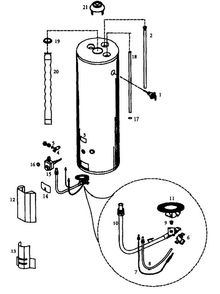 Main Assembly Diagram and Parts List for 153336851  Kenmore Water Heater