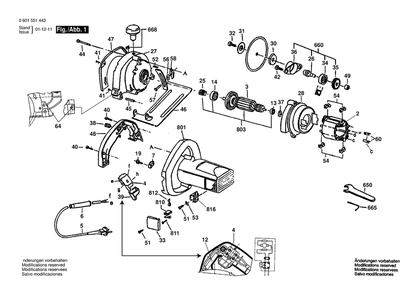 Section 1 Diagram and Parts List for GDC34 0601551443 Bosch Saw