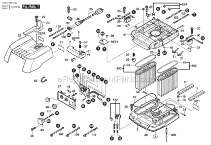 Page A Diagram and Parts List for 3931A-PB 0601988160 Bosch Leaf Blower / Vacuum