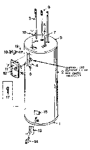 Non-functional Replacement Parts Diagram and Parts List for 153321790  Kenmore Water Heater