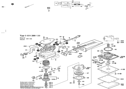 Section 1 Diagram and Parts List for 0601289139  Bosch Orbital or Palm Sander