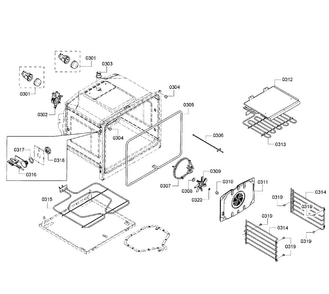 Oven Upper Diagram and Parts List for HBN5650UC 10 Bosch Wall Oven