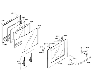 Oven Door Diagram and Parts List for HBL5760UC 05 Bosch Microwave