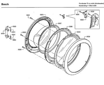 Door Diagram and Parts List for WFVC544CUC 29 Bosch Washer