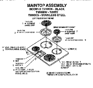 Section 5 Diagram and Parts List for THM30S  Thermador Cooktop