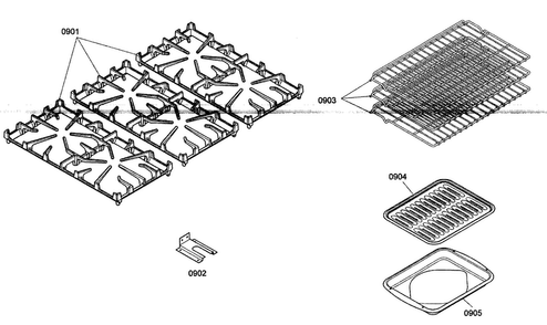 Accessory Diagram and Parts List for PRG366EH01  Thermador Range