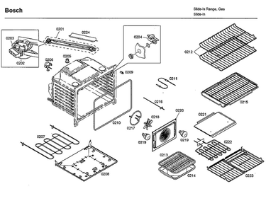Oven Diagram and Parts List for HDI7282U 02 Bosch Range