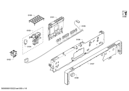 Diagram 1 Diagram and Parts List for SHX43P15UC-64  Bosch Dishwasher