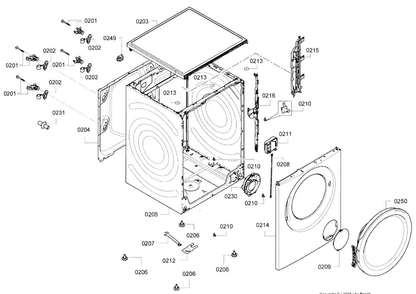 Frame Diagram and Parts List for WAT28400UC 01 Bosch Washer
