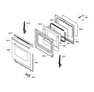 Door Diagram and Parts List for HGS3023UC 08 Bosch Range