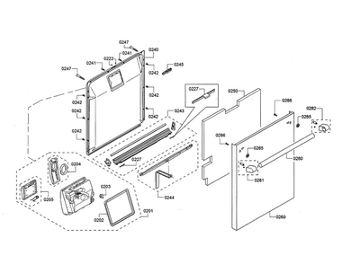 Door/Dispenser Diagram and Parts List for DWHD440MFP 08 Thermador Dishwasher