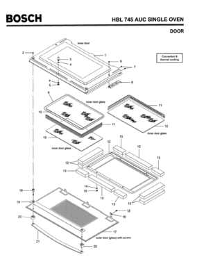 05 - DOOR Diagram and Parts List for HBL745AUC(FD8207-)  Bosch Wall Oven