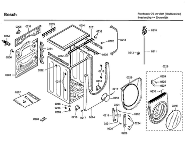 Cabinet/front Door Diagram and Parts List for WFMC4301UC 03 Bosch Washer