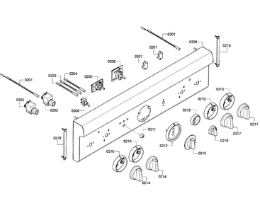 Front Panel Diagram and Parts List for PRD304GHC 08 Thermador Range
