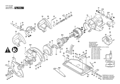 Section 1 Diagram and Parts List for 0601672039  Bosch Circular Saw