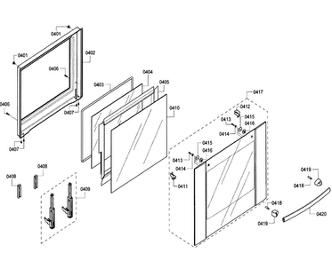 Door Diagram and Parts List for HBN5620UC 01 Bosch Wall Oven