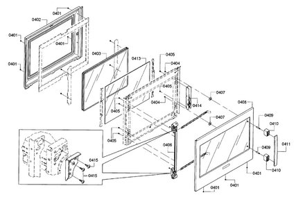Door Diagram and Parts List for HBLP451LUC 01 Bosch Wall Oven