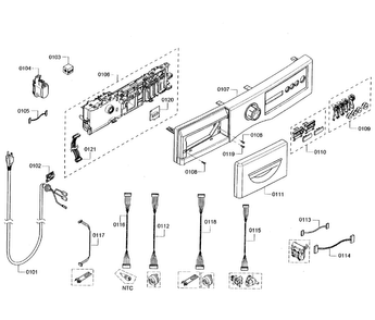 Control Panel Diagram and Parts List for WFVC5400UC 23 Bosch Washer