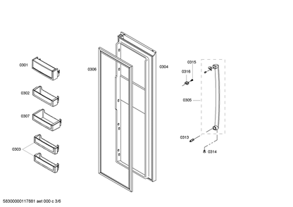 Diagram 3 Diagram and Parts List for B20CS50SNS-02  Bosch Refrigerator