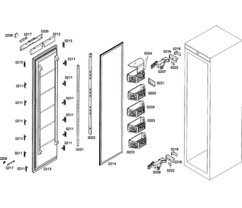 Door Assy Diagram and Parts List for T24IF70NSP 21 Thermador Freezer